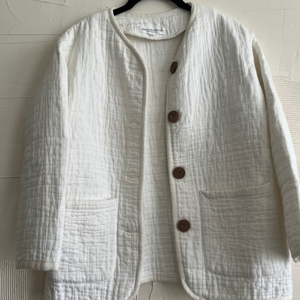 Emerson Fry White Quilted Utility Jacket with Wooden Buttons - Picture 4 of 7